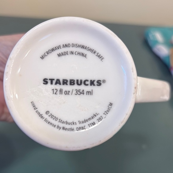 Starbucks 2020 Holiday Mug with Red and Green Holly Berry Pine Design. 12 oz - Picture 3 of 4